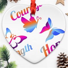 Strength Courage Hope Butterflies Ornament (heart)