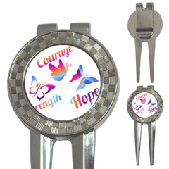 Strength Courage Hope Butterflies 3-in-1 Golf Divots by CHeartDesigns