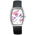 Strength Courage Hope Butterflies Barrel Style Metal Watch Front