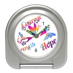 Strength Courage Hope Butterflies Travel Alarm Clock by CHeartDesigns