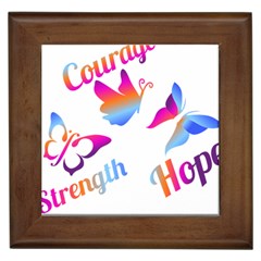 Strength Courage Hope Butterflies Framed Tile by CHeartDesigns