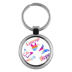 Strength Courage Hope Butterflies Key Chain (round) by CHeartDesigns