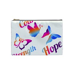 Strength Courage Hope Butterflies Cosmetic Bag (medium) by CHeartDesigns