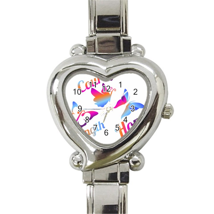 Strength Courage Hope Butterflies Heart Italian Charm Watch