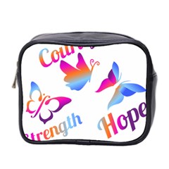 Strength Courage Hope Butterflies Mini Toiletries Bag (two Sides) by CHeartDesigns