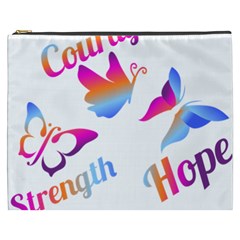 Strength Courage Hope Butterflies Cosmetic Bag (xxxl) by CHeartDesigns