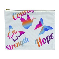 Strength Courage Hope Butterflies Cosmetic Bag (xl) by CHeartDesigns