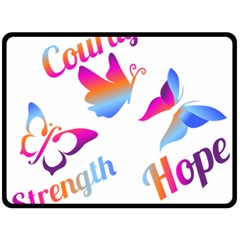 Strength Courage Hope Butterflies Fleece Blanket (large)  by CHeartDesigns