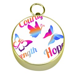 Strength Courage Hope Butterflies Gold Compasses by CHeartDesigns