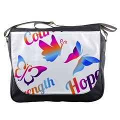 Strength Courage Hope Butterflies Messenger Bag by CHeartDesigns