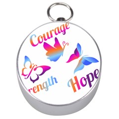 Strength Courage Hope Butterflies Silver Compasses by CHeartDesigns