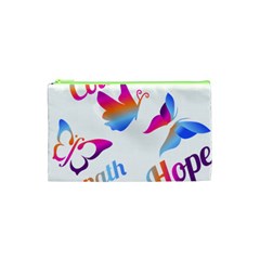 Strength Courage Hope Butterflies Cosmetic Bag (xs) by CHeartDesigns