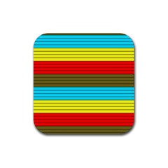 Multicolor With Black Lines Rubber Coaster (square)  by tmsartbazaar