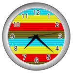 Multicolor With Black Lines Wall Clock (Silver) Front