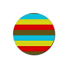 Multicolor With Black Lines Rubber Round Coaster (4 Pack) 