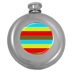 Multicolor With Black Lines Round Hip Flask (5 Oz) by tmsartbazaar