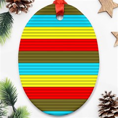 Multicolor With Black Lines Oval Ornament (two Sides) by tmsartbazaar