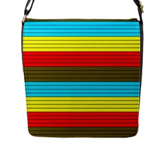 Multicolor With Black Lines Flap Closure Messenger Bag (l) by tmsartbazaar