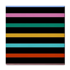 Colorful Mime Black Stripes Tile Coaster by tmsartbazaar