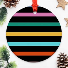 Colorful Mime Black Stripes Ornament (round) by tmsartbazaar