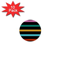 Colorful Mime Black Stripes 1  Mini Buttons (10 Pack)  by tmsartbazaar