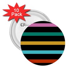 Colorful Mime Black Stripes 2 25  Buttons (10 Pack)  by tmsartbazaar