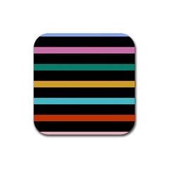 Colorful Mime Black Stripes Rubber Coaster (square)  by tmsartbazaar