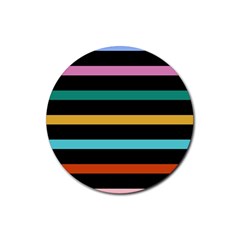 Colorful Mime Black Stripes Rubber Round Coaster (4 Pack)  by tmsartbazaar