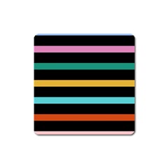 Colorful Mime Black Stripes Square Magnet by tmsartbazaar