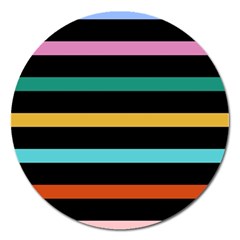 Colorful Mime Black Stripes Magnet 5  (round) by tmsartbazaar