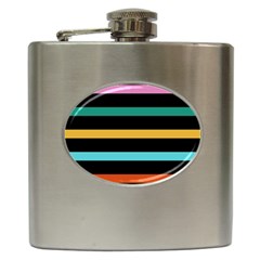 Colorful Mime Black Stripes Hip Flask (6 Oz) by tmsartbazaar