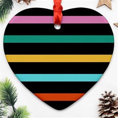 Colorful Mime Black Stripes Heart Ornament (two Sides) by tmsartbazaar