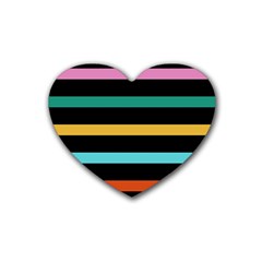 Colorful Mime Black Stripes Rubber Coaster (heart)  by tmsartbazaar