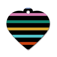 Colorful Mime Black Stripes Dog Tag Heart (one Side) by tmsartbazaar