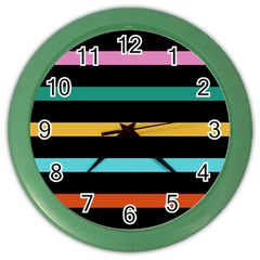 Colorful Mime Black Stripes Color Wall Clock by tmsartbazaar