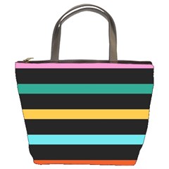 Colorful Mime Black Stripes Bucket Bag by tmsartbazaar