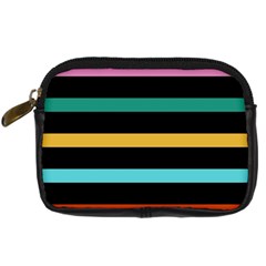 Colorful Mime Black Stripes Digital Camera Leather Case by tmsartbazaar