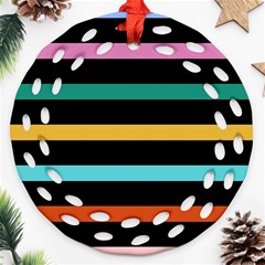 Colorful Mime Black Stripes Ornament (round Filigree) by tmsartbazaar