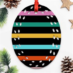 Colorful Mime Black Stripes Ornament (oval Filigree) by tmsartbazaar