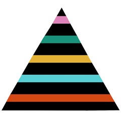 Colorful Mime Black Stripes Wooden Puzzle Triangle by tmsartbazaar