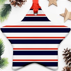 Red With Blue Stripes Ornament (star) by tmsartbazaar