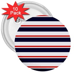 Red With Blue Stripes 3  Buttons (10 Pack)  by tmsartbazaar