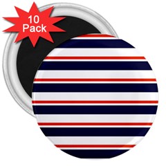 Red With Blue Stripes 3  Magnets (10 Pack)  by tmsartbazaar