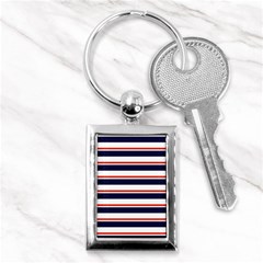 Red With Blue Stripes Key Chain (rectangle) by tmsartbazaar