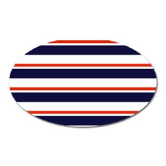 Red With Blue Stripes Oval Magnet by tmsartbazaar