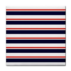 Red With Blue Stripes Face Towel by tmsartbazaar