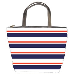 Red With Blue Stripes Bucket Bag by tmsartbazaar