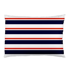 Red With Blue Stripes Pillow Case by tmsartbazaar