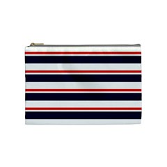 Red With Blue Stripes Cosmetic Bag (medium) by tmsartbazaar