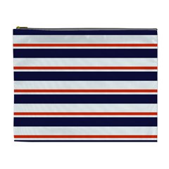 Red With Blue Stripes Cosmetic Bag (xl) by tmsartbazaar